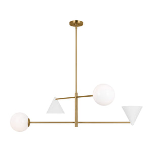 Visual Comfort Studio - AEC1094MWTBBS - Four Light Chandelier - Cosmo - Matte White and Burnished Brass