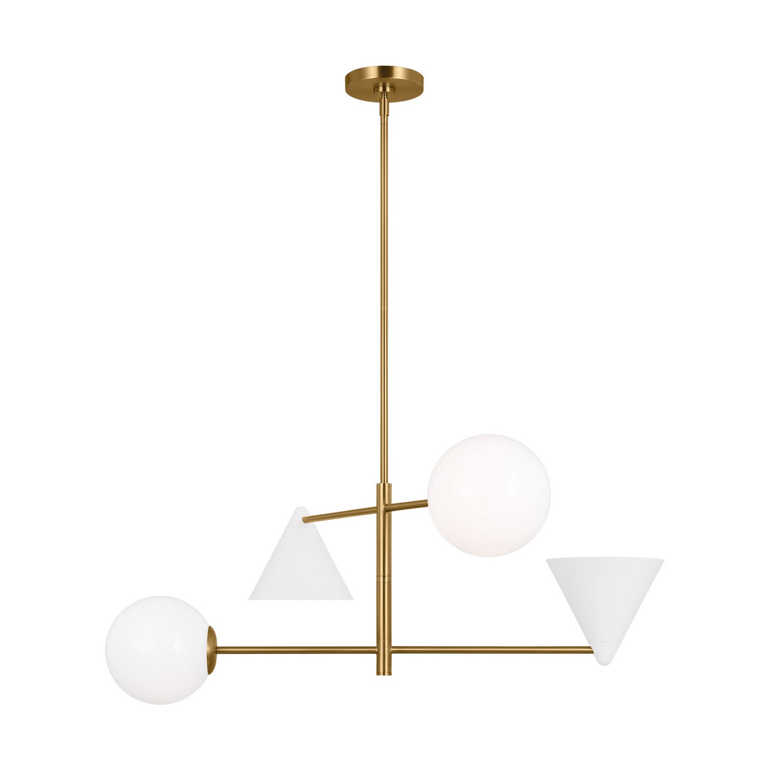 Visual Comfort Studio - AEC1104MWTBBS - Four Light Chandelier - Cosmo - Matte White and Burnished Brass