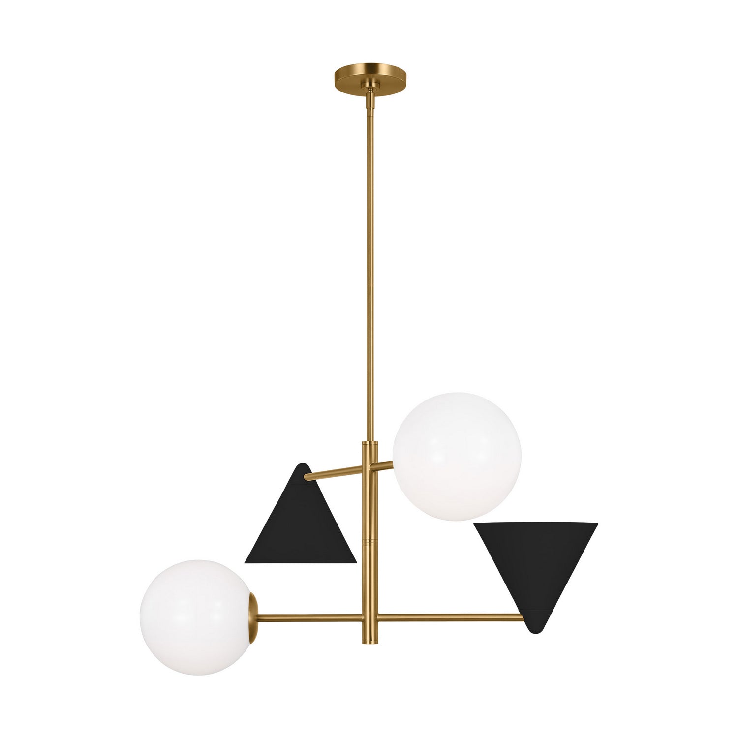 Visual Comfort Studio - AEC1114MBKBBS - Four Light Chandelier - Cosmo - Midnight Black and Burnished Brass