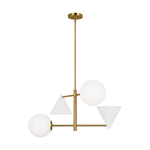 Visual Comfort Studio - AEC1114MWTBBS - Four Light Chandelier - Cosmo - Matte White and Burnished Brass