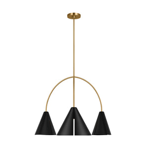 Visual Comfort Studio - KC1113MBKBBS-L1 - LED Chandelier - Cambre - Midnight Black and Burnished Brass