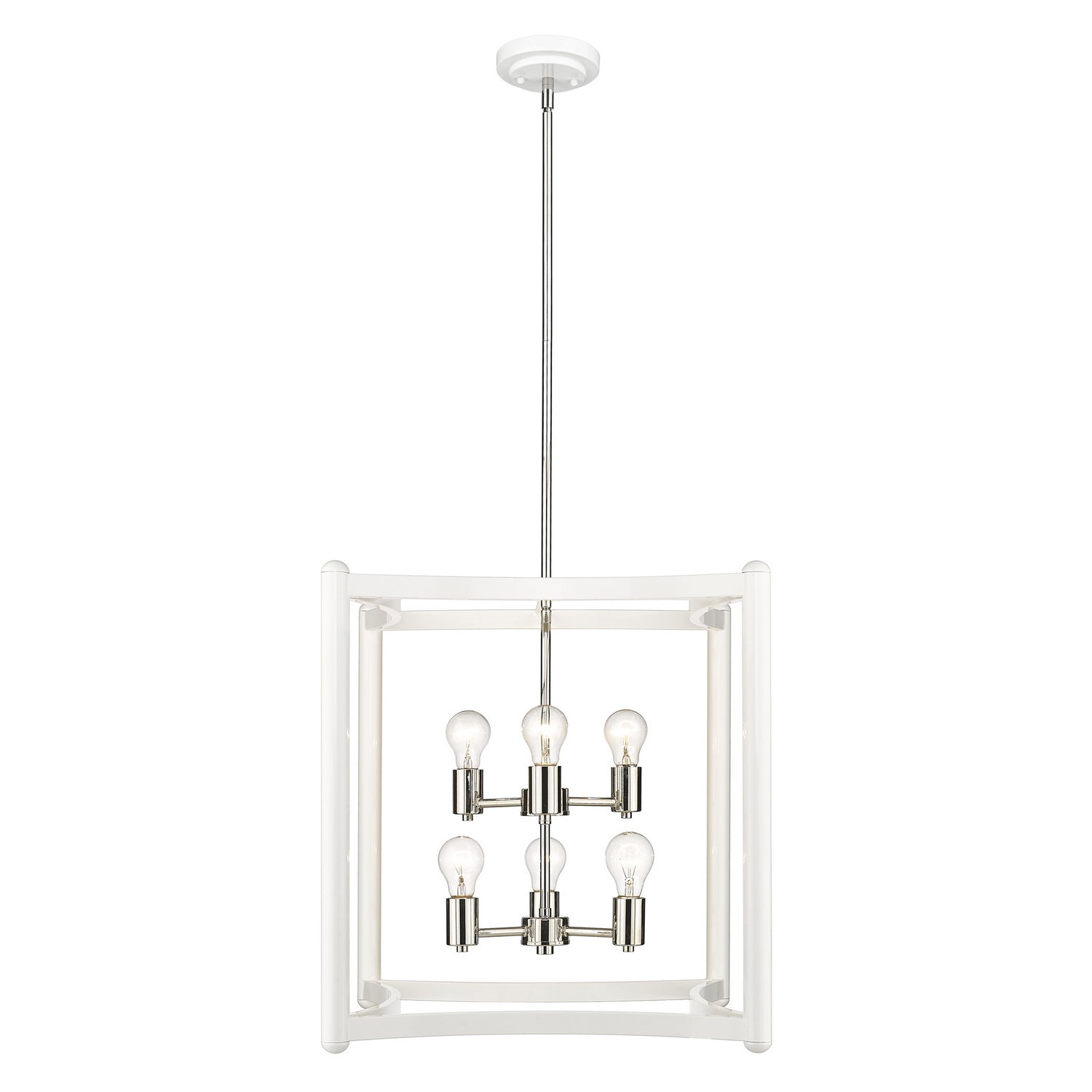 Acclaim Lighting - IN20041WH - Six Light Pendant - Coyle - White with Polished Nickel Cluster