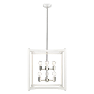 Acclaim Lighting - IN20041WH - Six Light Pendant - Coyle - White with Polished Nickel Cluster