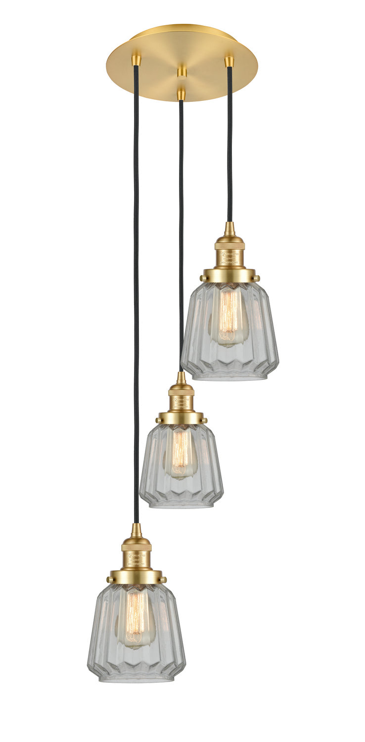 Innovations - 113F-3P-SG-G142 - Three Light Pendant - Franklin Restoration - Satin Gold