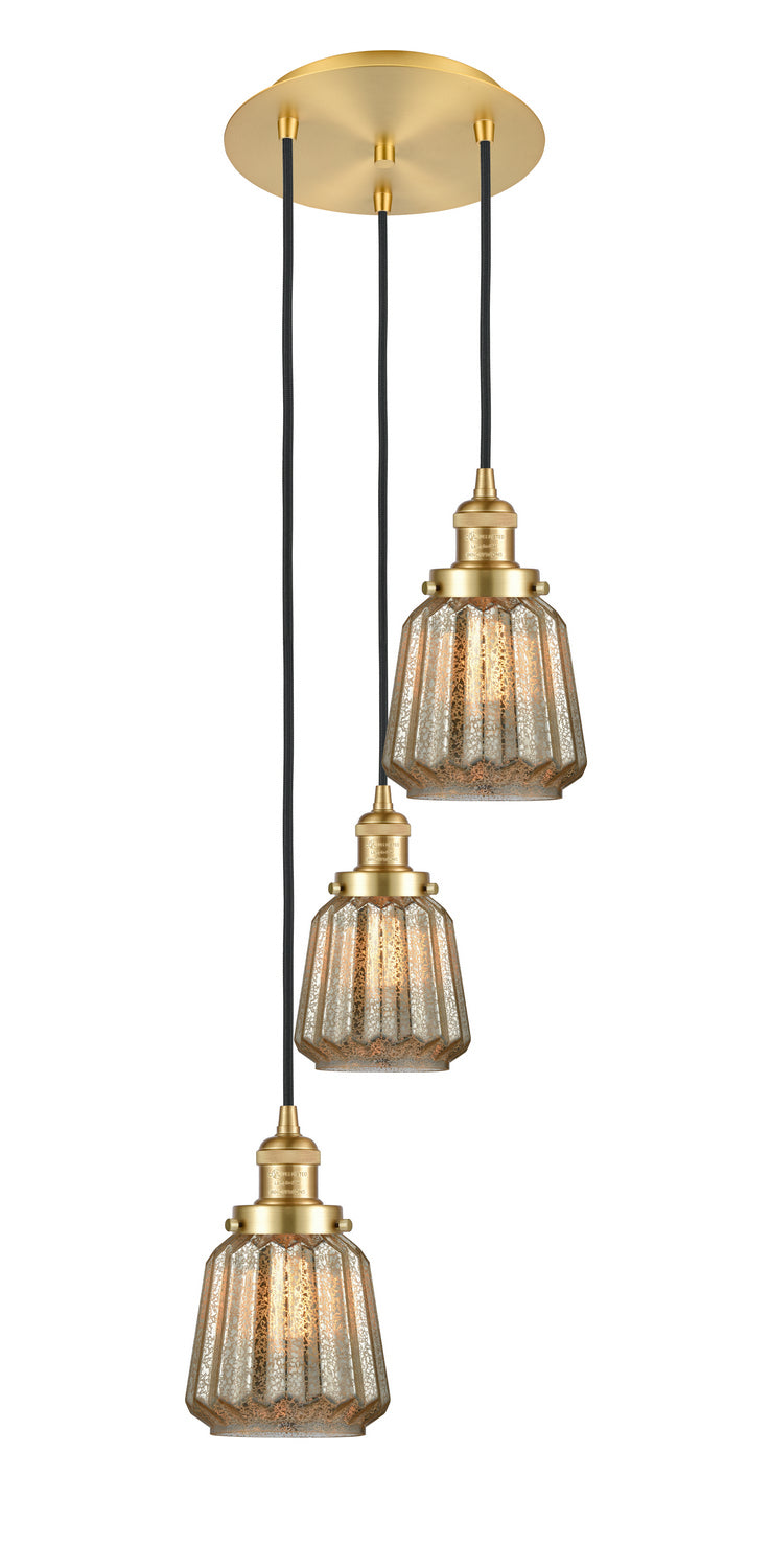 Innovations - 113F-3P-SG-G146 - Three Light Pendant - Franklin Restoration - Satin Gold