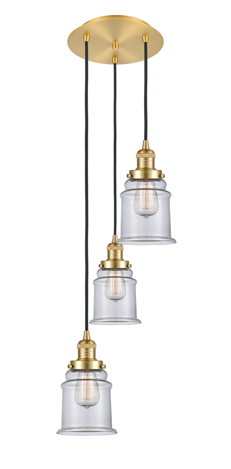 Innovations - 113F-3P-SG-G182 - Three Light Pendant - Franklin Restoration - Satin Gold