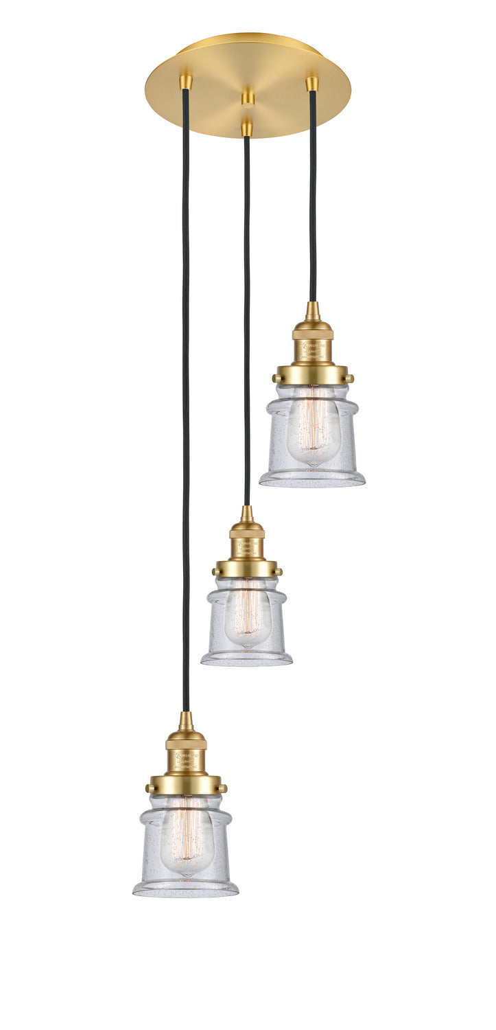 Innovations - 113F-3P-SG-G184S - Three Light Pendant - Franklin Restoration - Satin Gold