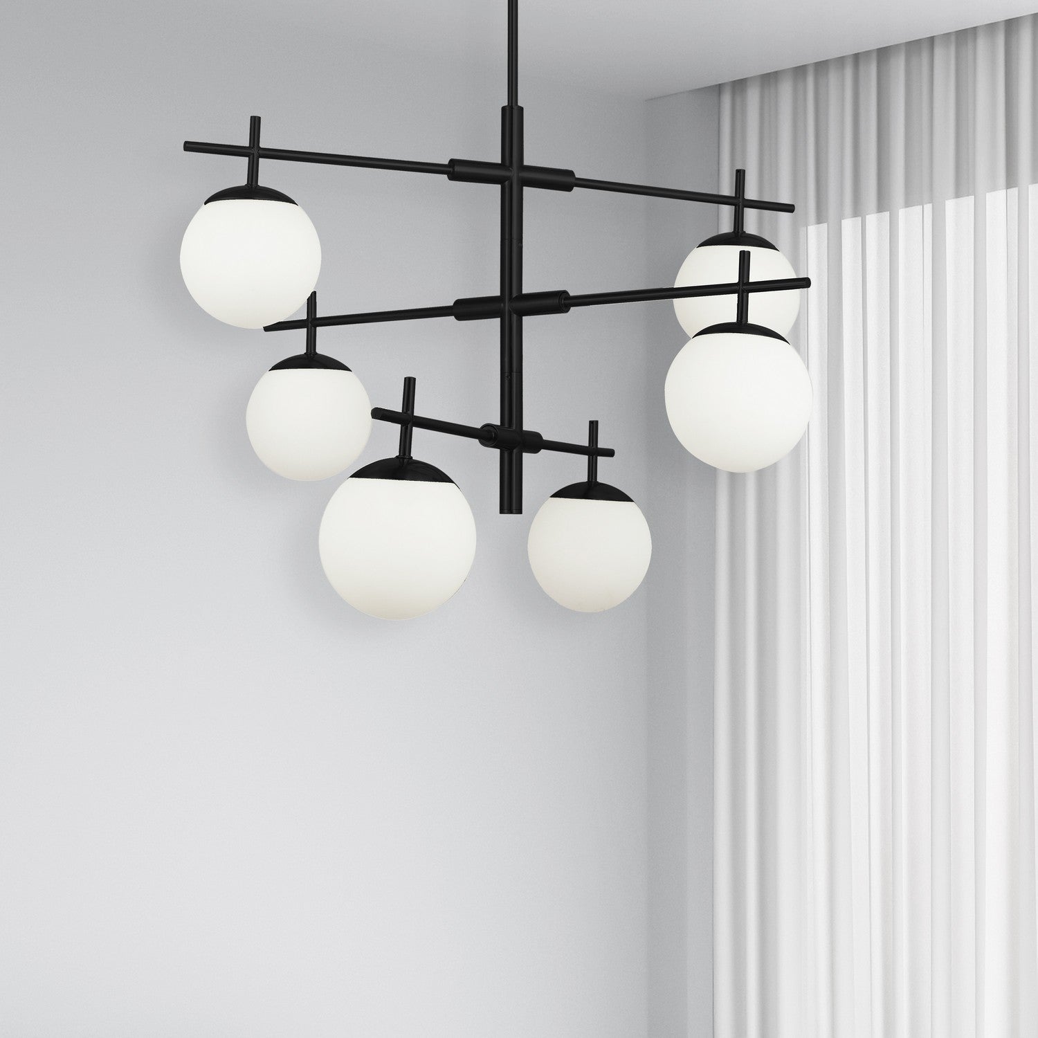 Dainolite Ltd - CAE-306C-MB - Six Light Chandelier - Caelia - Matte Black