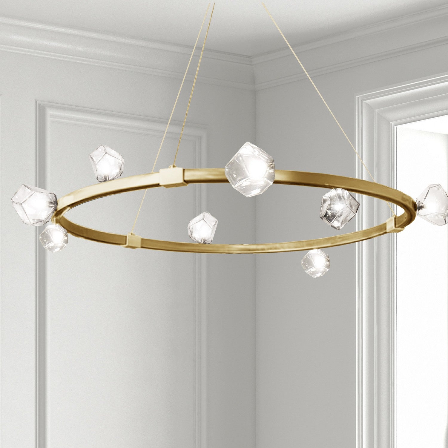 Dainolite Ltd - PRN-4212C-AGB - 12 Light Chandelier - Pearlene - Aged Brass