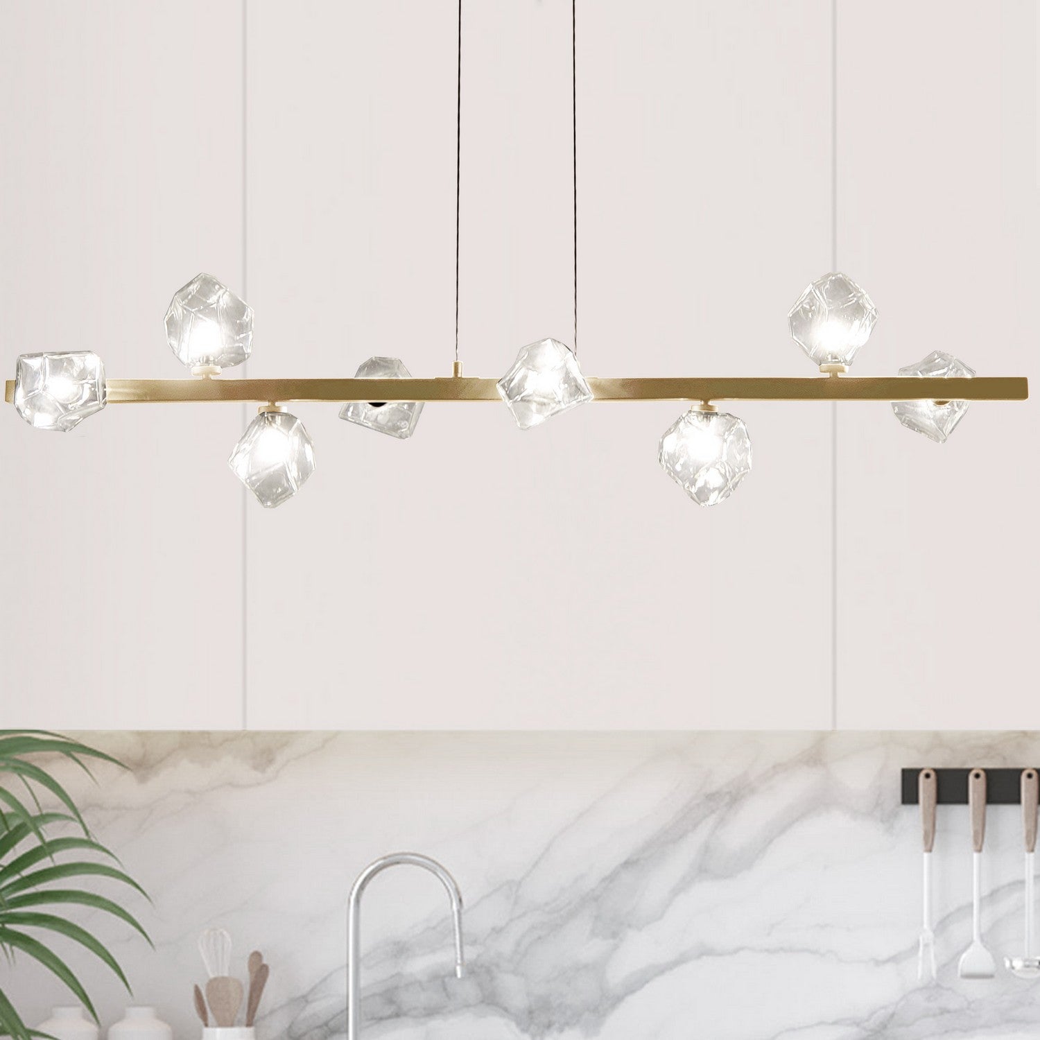 Dainolite Ltd - PRN-548HP-AGB - Eight Light Pendant - Pearlene - Aged Brass