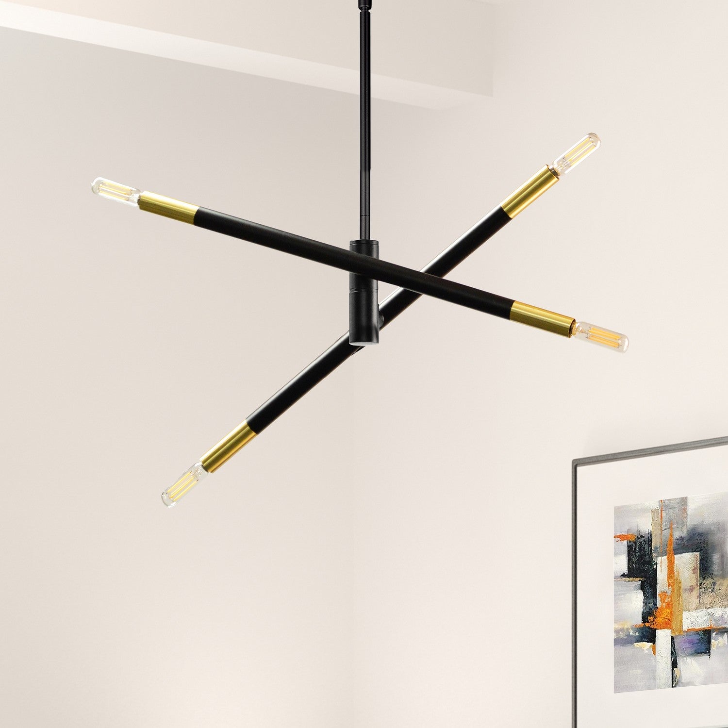 Dainolite Ltd - WAN-244P-MB-AGB - Four Light Pendant - Wand - Matte Black