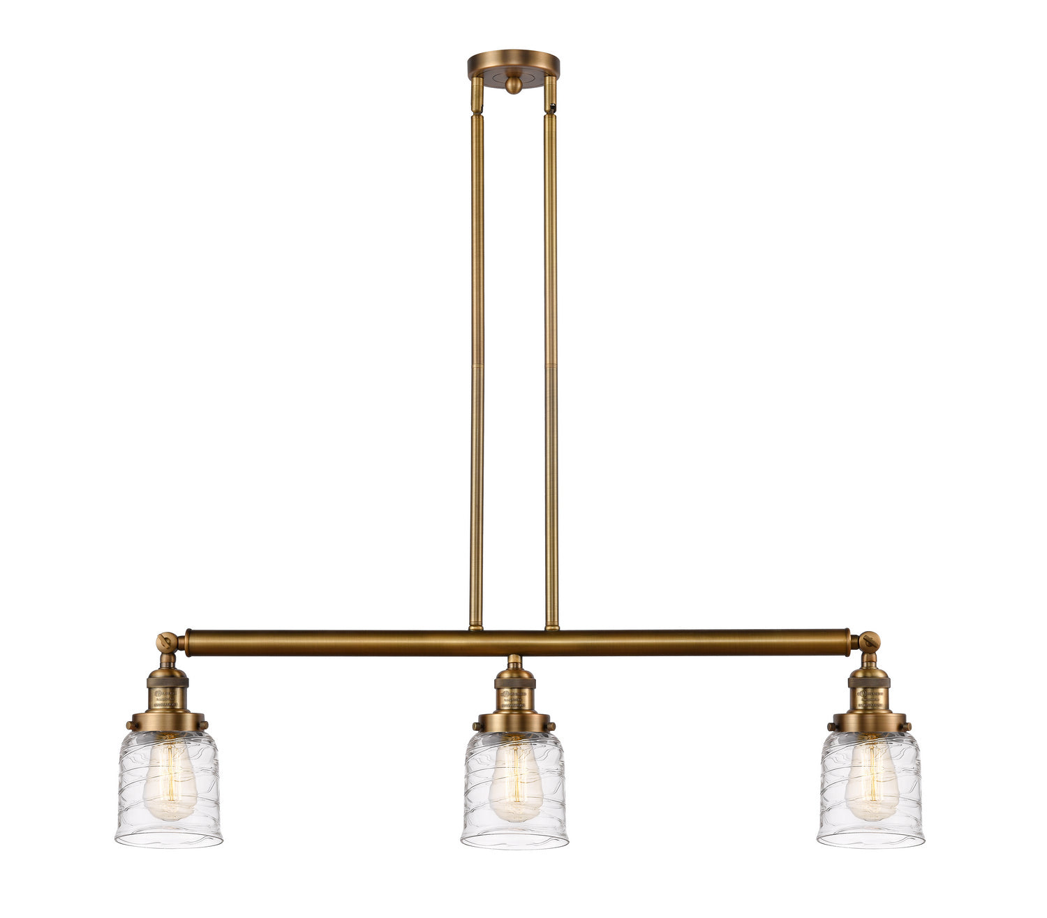 Innovations - 213-BB-G513 - Three Light Island Pendant - Franklin Restoration - Brushed Brass