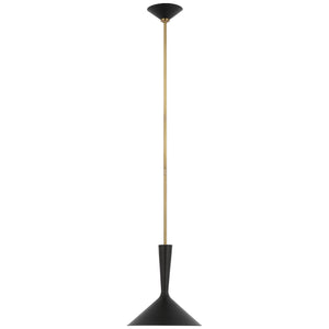 Visual Comfort Signature - ARN 5540BLK/HAB - LED Pendant - Rosetta - Matte Black and Hand-Rubbed Antique Brass