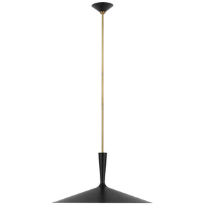 Visual Comfort Signature - ARN 5542BLK/HAB - LED Pendant - Rosetta - Matte Black and Hand-Rubbed Antique Brass