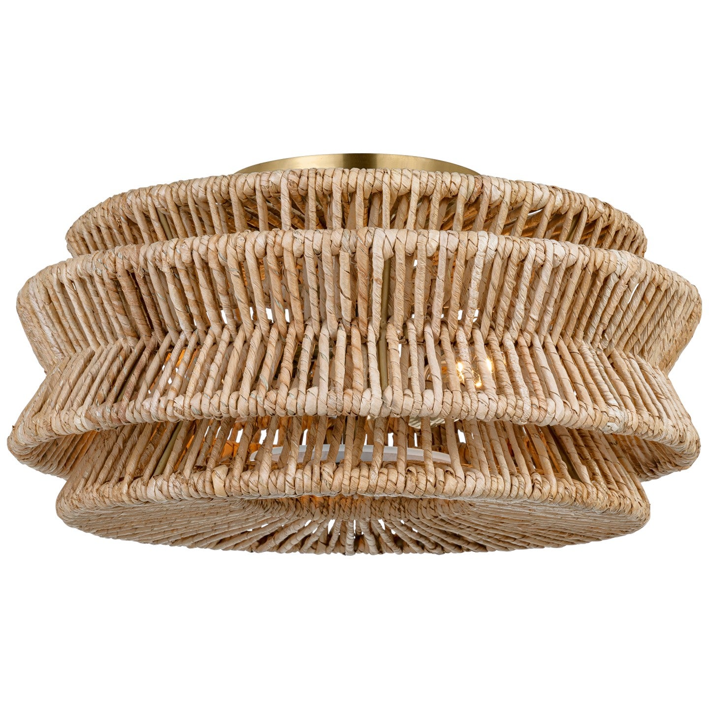 Visual Comfort Signature - CHC 4015AB/NAB - LED Semi-Flush Mount - Antigua - Antique-Burnished Brass and Natural Abaca