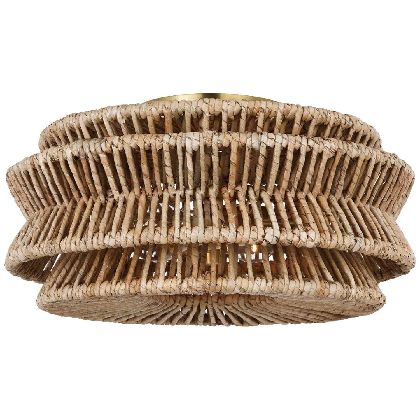 Visual Comfort Signature - CHC 4015AB/NAB - LED Semi-Flush Mount - Antigua - Antique-Burnished Brass and Natural Abaca