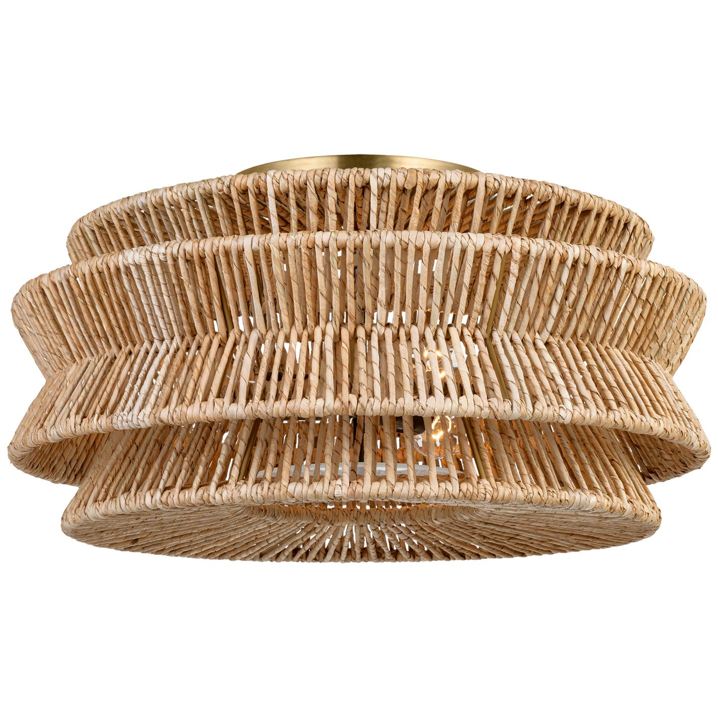 Visual Comfort Signature - CHC 4016AB/NAB - LED Semi-Flush Mount - Antigua - Antique-Burnished Brass and Natural Abaca