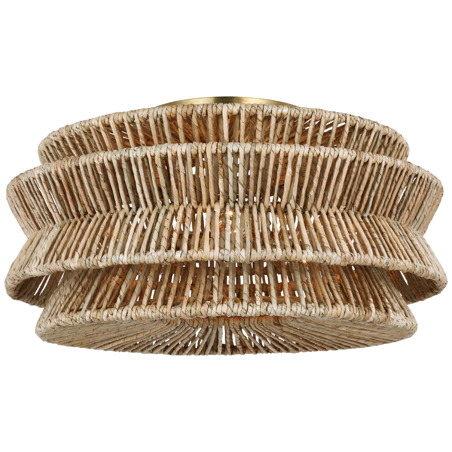 Visual Comfort Signature - CHC 4016AB/NAB - LED Semi-Flush Mount - Antigua - Antique-Burnished Brass and Natural Abaca