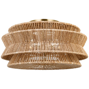 Visual Comfort Signature - CHC 4017AB/NAB - LED Semi-Flush Mount - Antigua - Antique-Burnished Brass and Natural Abaca