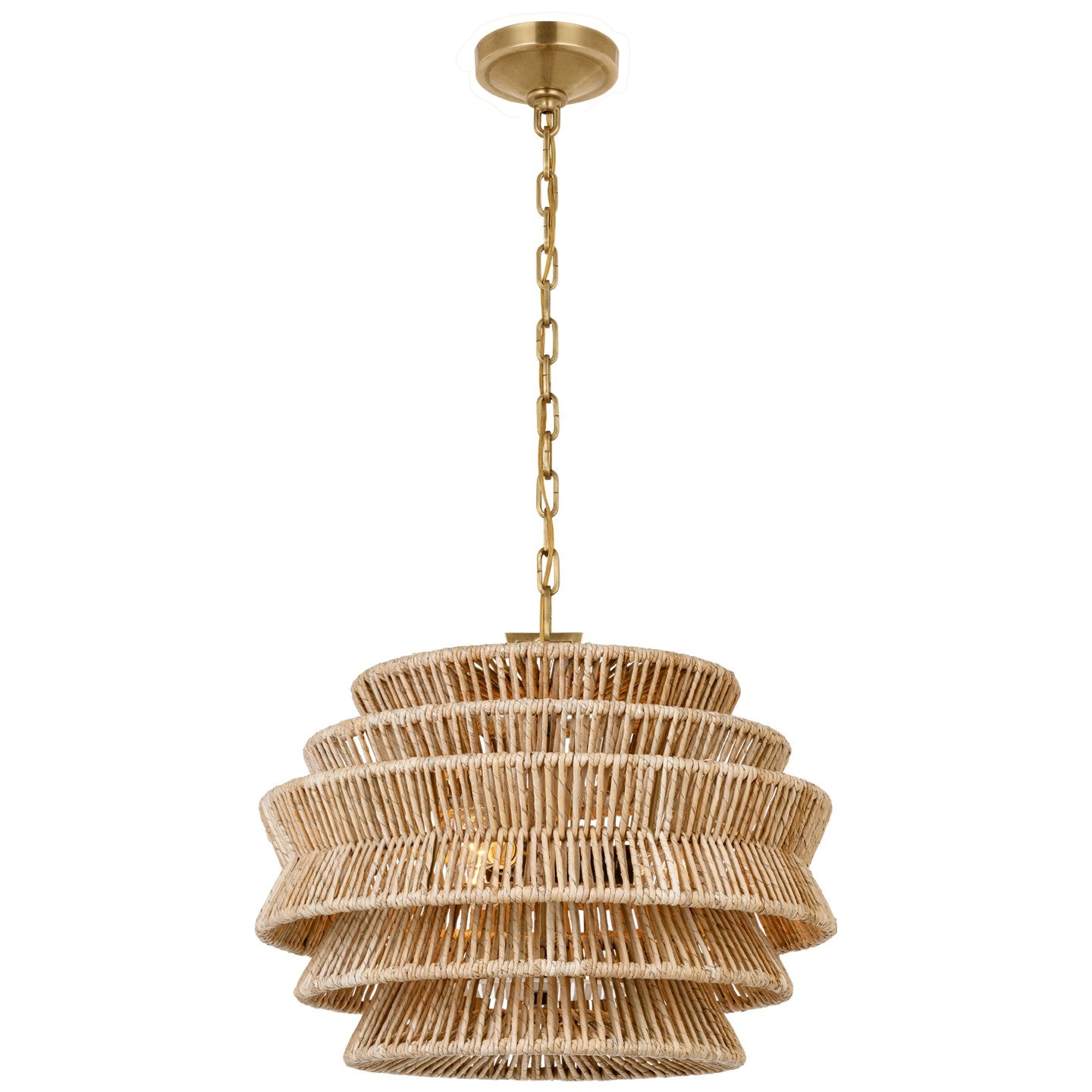 Visual Comfort Signature - CHC 5015AB/NAB - LED Chandelier - Antigua - Antique-Burnished Brass and Natural Abaca