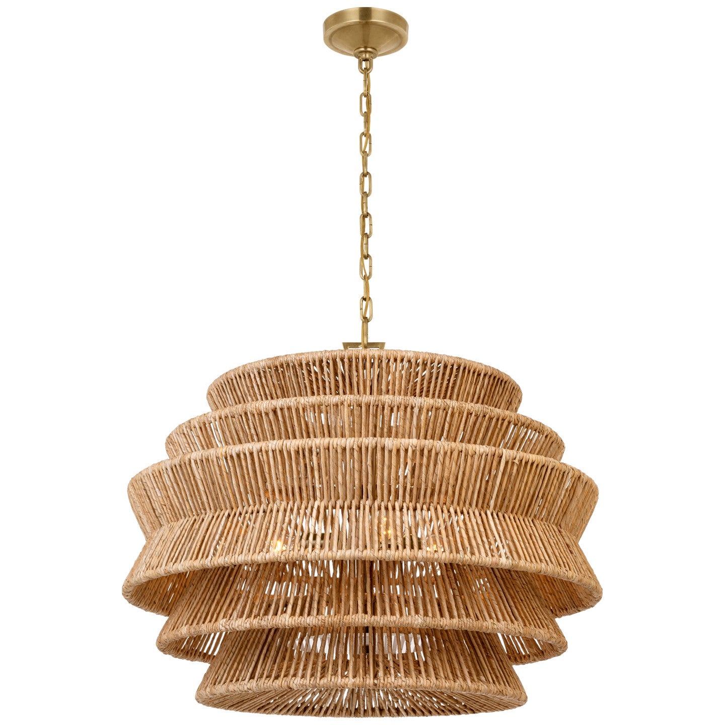 Visual Comfort Signature - CHC 5016AB/NAB - LED Chandelier - Antigua - Antique-Burnished Brass and Natural Abaca