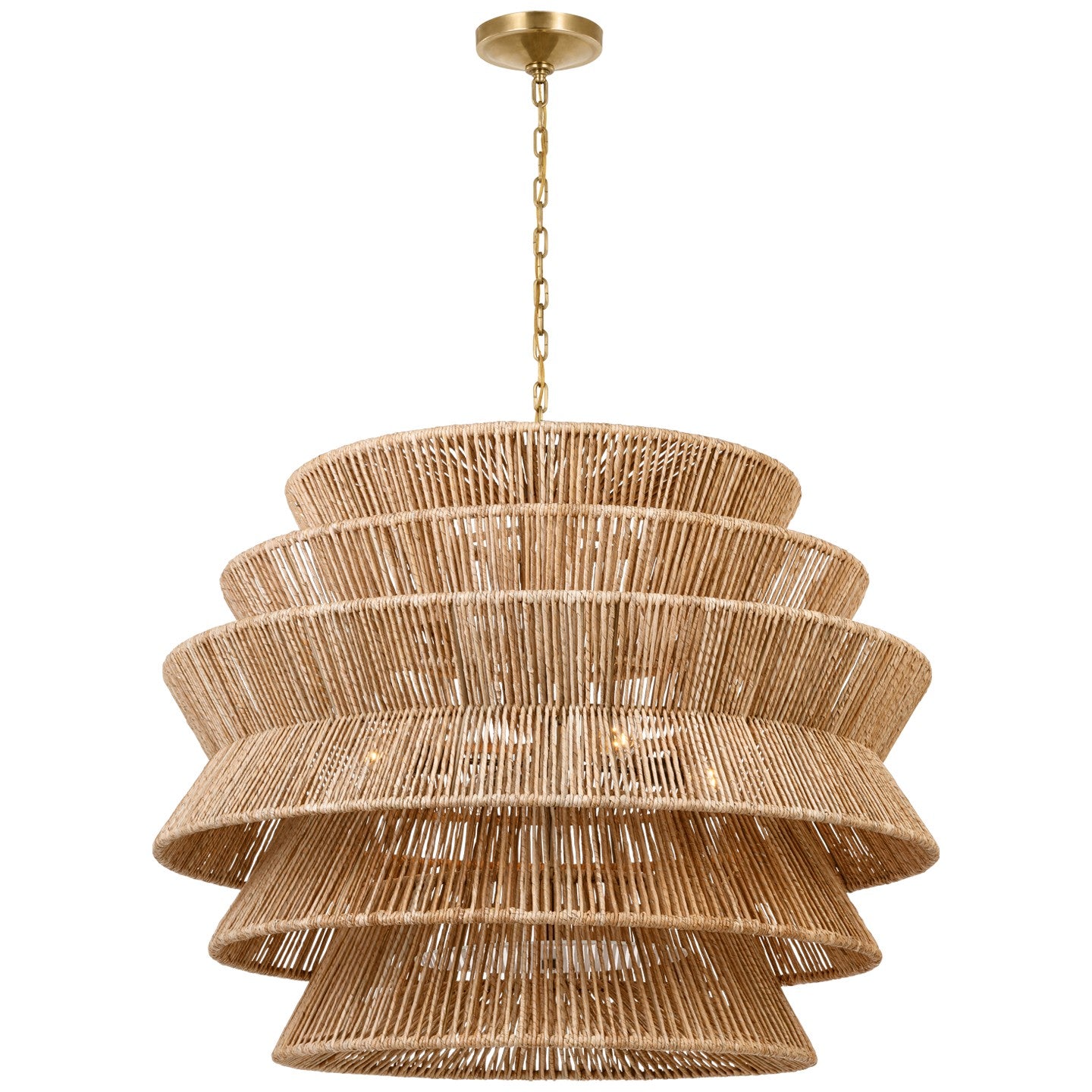 Visual Comfort Signature - CHC 5017AB/NAB - LED Chandelier - Antigua - Antique-Burnished Brass and Natural Abaca