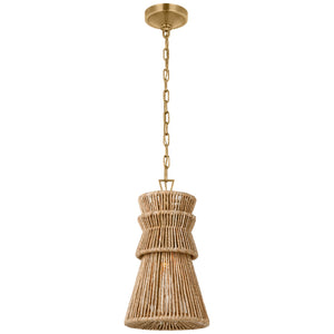 Visual Comfort Signature - CHC 5020AB/NAB - LED Pendant - Antigua - Antique-Burnished Brass and Natural Abaca