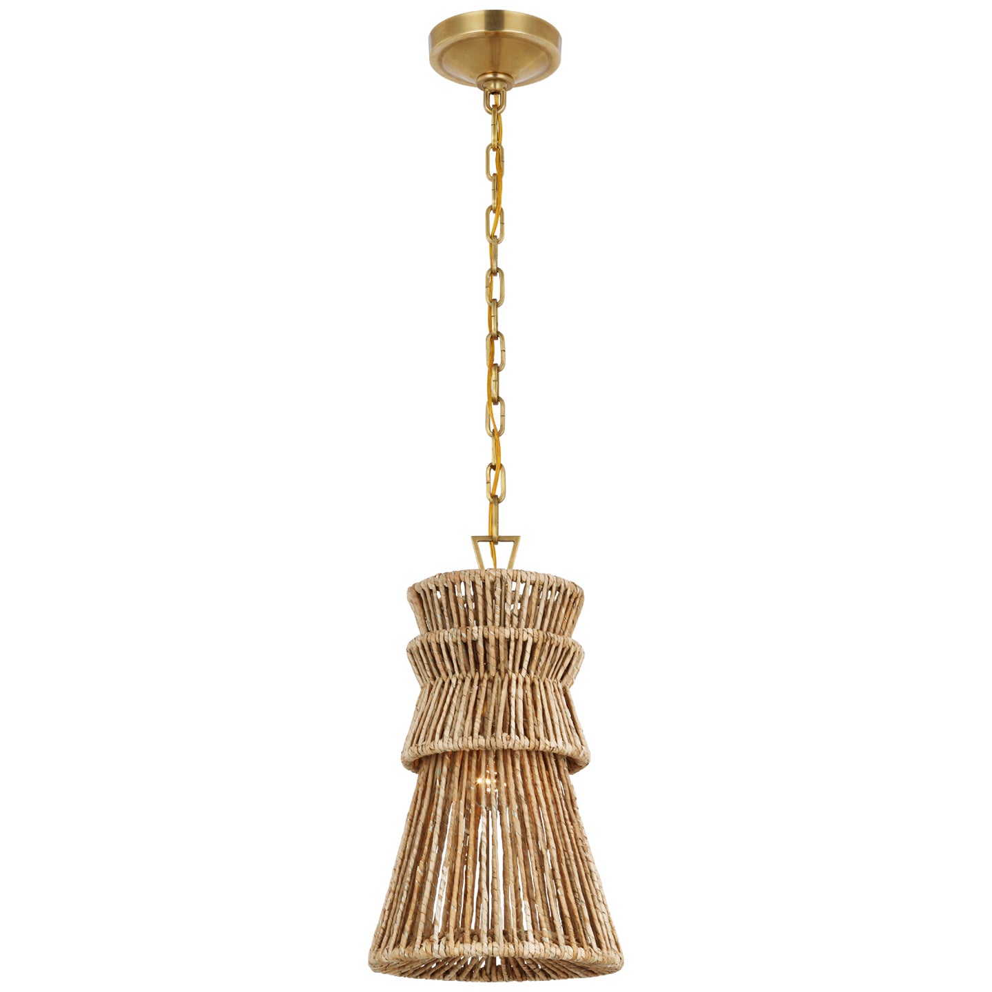 Visual Comfort Signature - CHC 5020AB/NAB - LED Pendant - Antigua - Antique-Burnished Brass and Natural Abaca