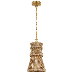 Visual Comfort Signature - CHC 5020AB/NAB - LED Pendant - Antigua - Antique-Burnished Brass and Natural Abaca