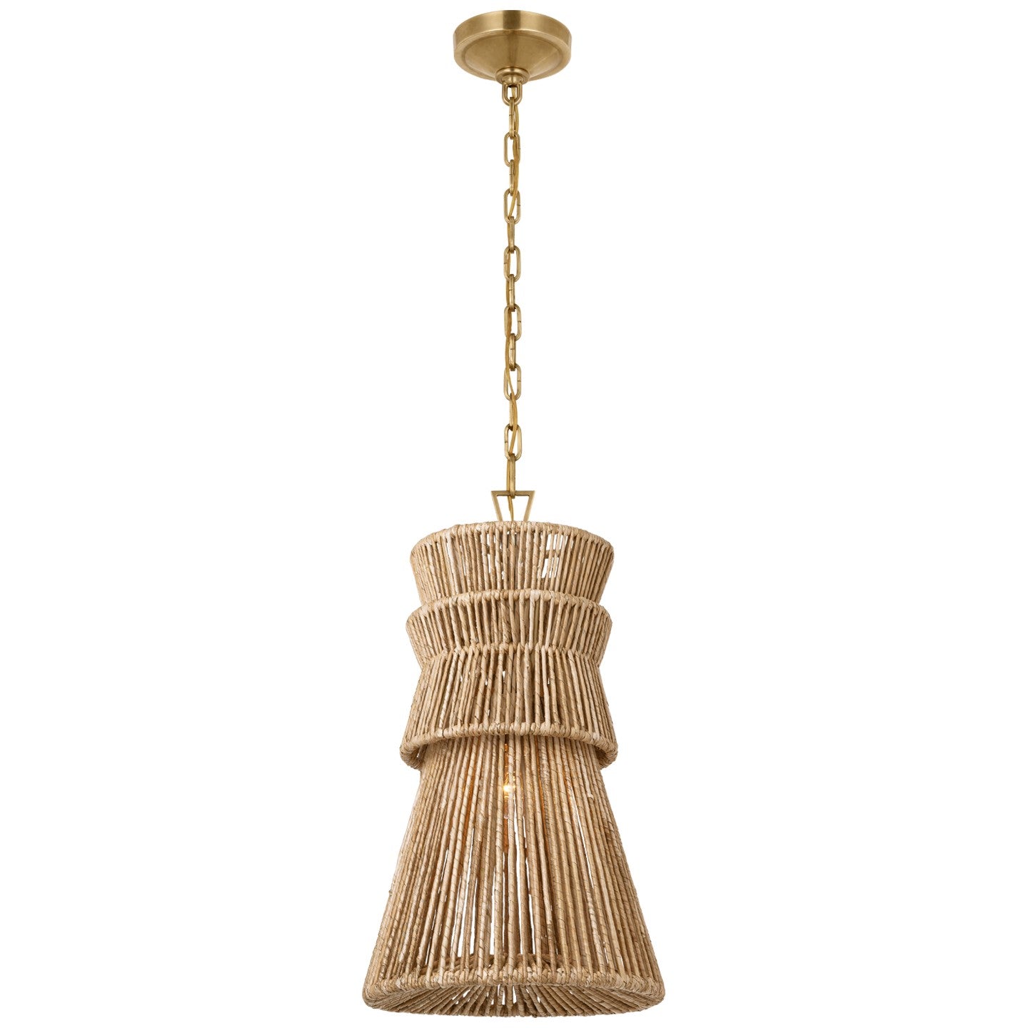 Visual Comfort Signature - CHC 5021AB/NAB - LED Pendant - Antigua - Antique-Burnished Brass and Natural Abaca