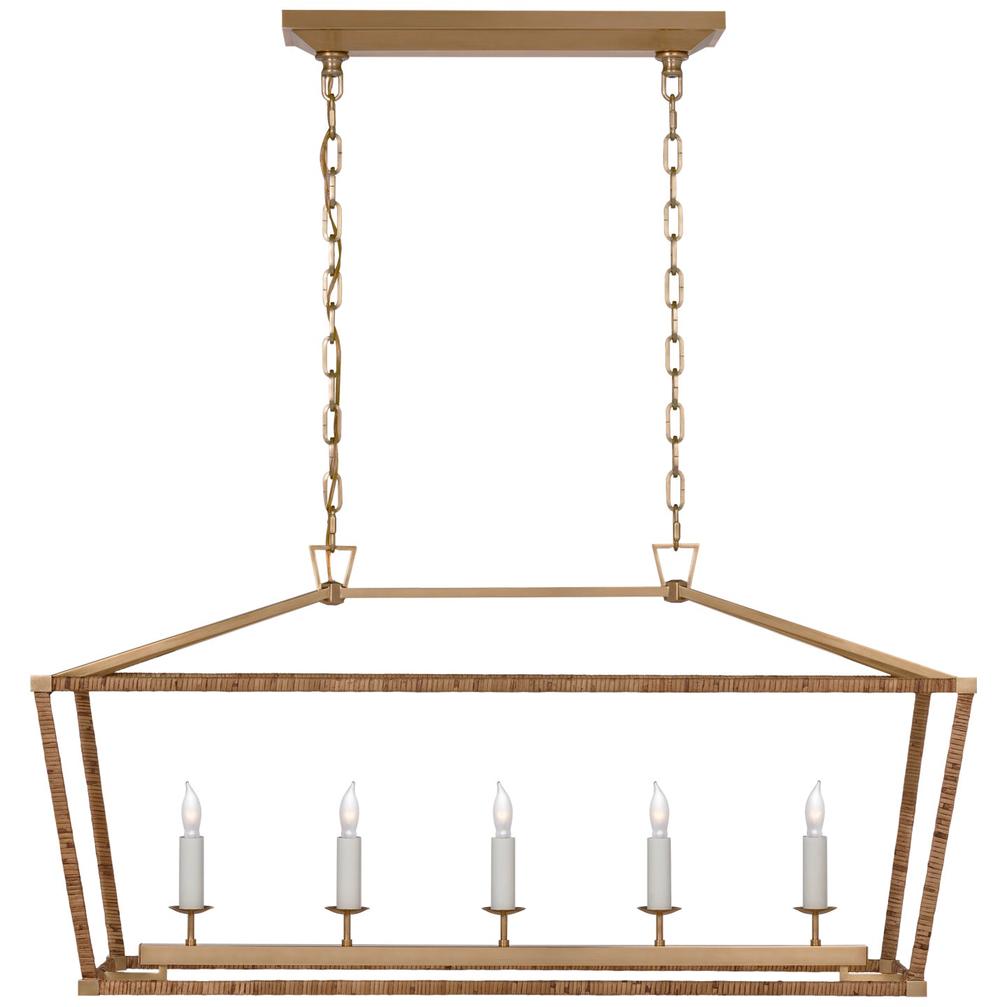 Visual Comfort Signature - CHC 5765AB/NRT - LED Linear Pendant - Darlana Wrapped - Antique-Burnished Brass and Natural Rattan