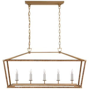 Visual Comfort Signature - CHC 5765AB/NRT - LED Linear Pendant - Darlana Wrapped - Antique-Burnished Brass and Natural Rattan