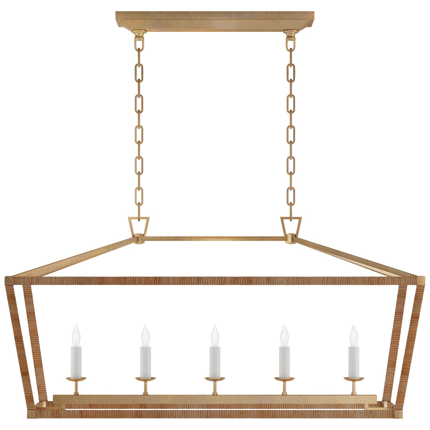 Visual Comfort Signature - CHC 5765AB/NRT - LED Linear Pendant - Darlana Wrapped - Antique-Burnished Brass and Natural Rattan