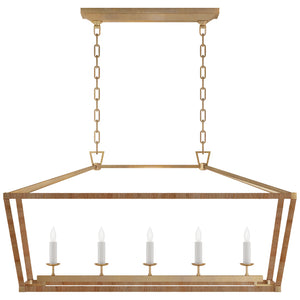 Visual Comfort Signature - CHC 5765AB/NRT - LED Linear Pendant - Darlana Wrapped - Antique-Burnished Brass and Natural Rattan