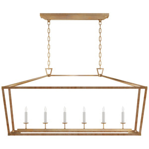 Visual Comfort Signature - CHC 5766AB/NRT - LED Linear Pendant - Darlana Wrapped - Antique-Burnished Brass and Natural Rattan