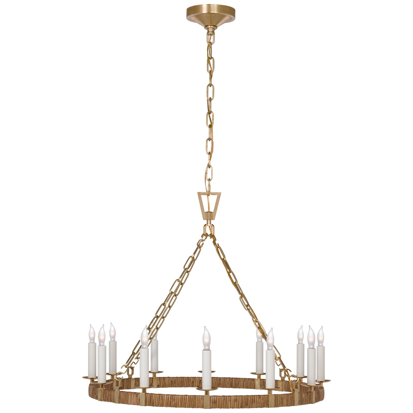 Visual Comfort Signature - CHC 5872AB/NRT - LED Chandelier - Darlana Wrapped - Antique-Burnished Brass and Natural Rattan