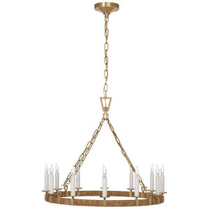 Visual Comfort Signature - CHC 5872AB/NRT - LED Chandelier - Darlana Wrapped - Antique-Burnished Brass and Natural Rattan