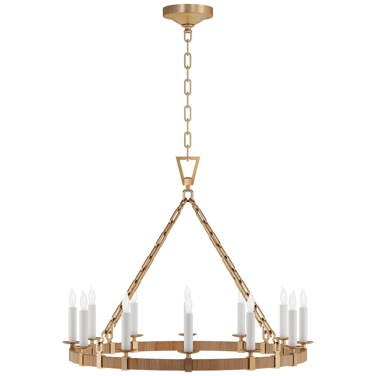 Visual Comfort Signature - CHC 5872AB/NRT - LED Chandelier - Darlana Wrapped - Antique-Burnished Brass and Natural Rattan