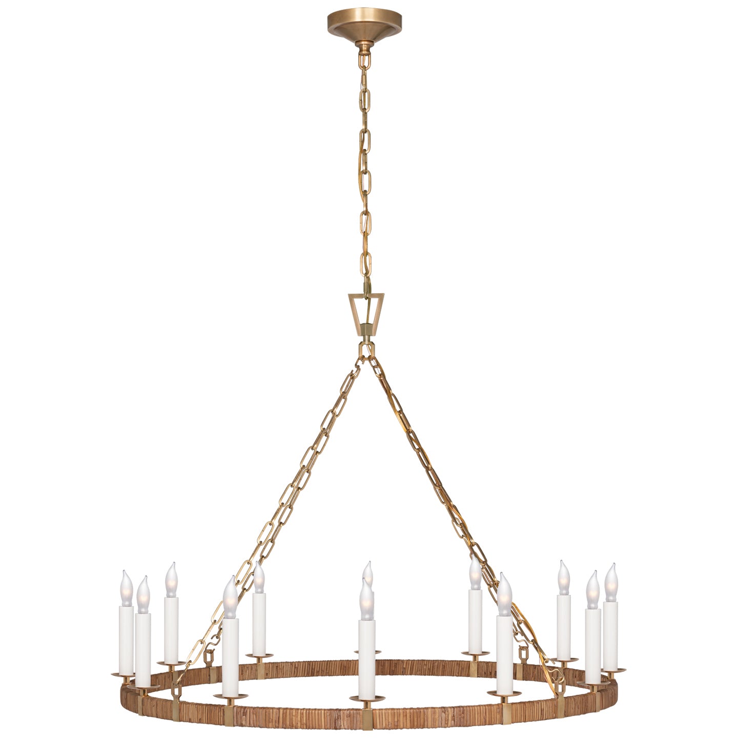 Visual Comfort Signature - CHC 5873AB/NRT - LED Chandelier - Darlana Wrapped - Antique-Burnished Brass and Natural Rattan