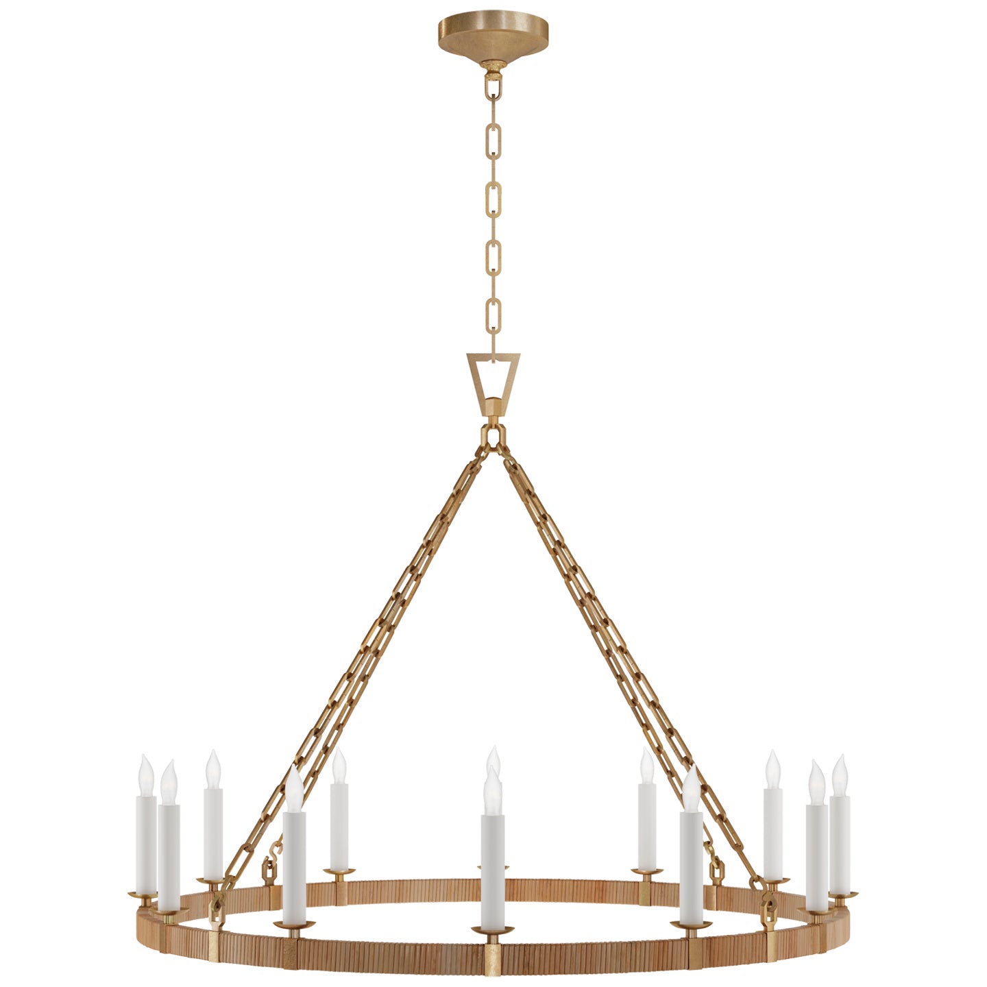 Visual Comfort Signature - CHC 5873AB/NRT - LED Chandelier - Darlana Wrapped - Antique-Burnished Brass and Natural Rattan