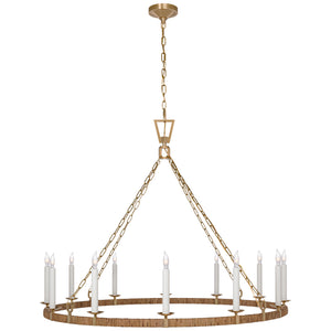 Visual Comfort Signature - CHC 5874AB/NRT - LED Chandelier - Darlana Wrapped - Antique-Burnished Brass and Natural Rattan