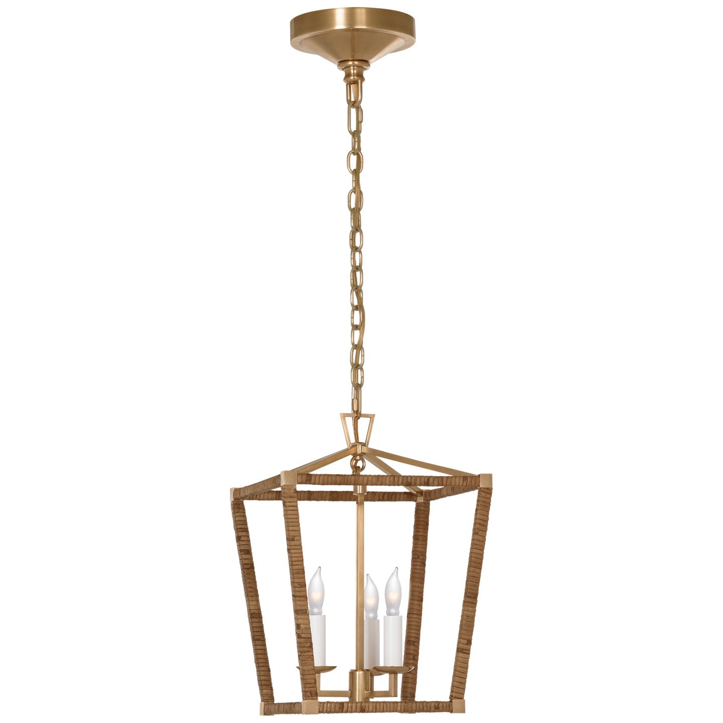 Visual Comfort Signature - CHC 5875AB/NRT - LED Lantern - Darlana Wrapped - Antique-Burnished Brass and Natural Rattan