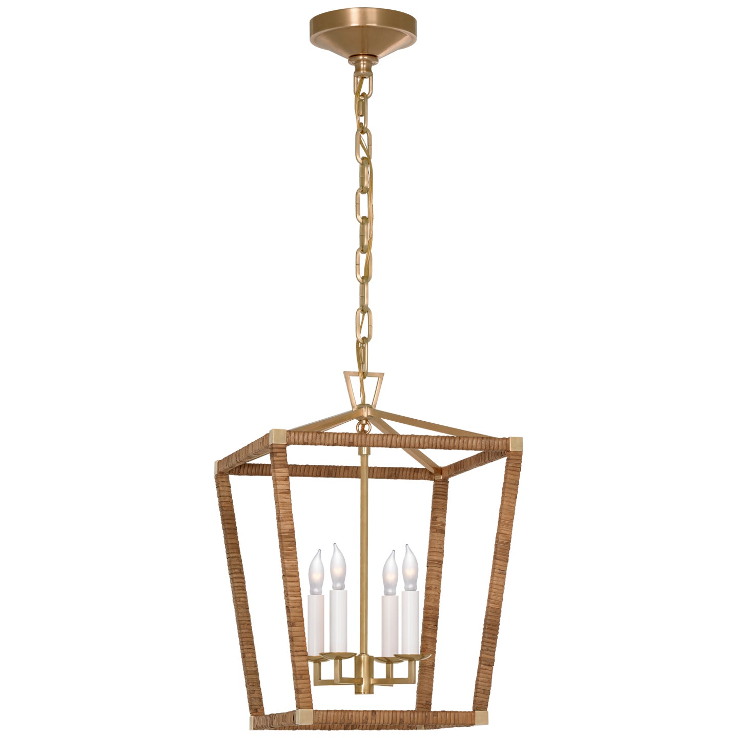 Visual Comfort Signature - CHC 5876AB/NRT - LED Lantern - Darlana Wrapped - Antique-Burnished Brass and Natural Rattan