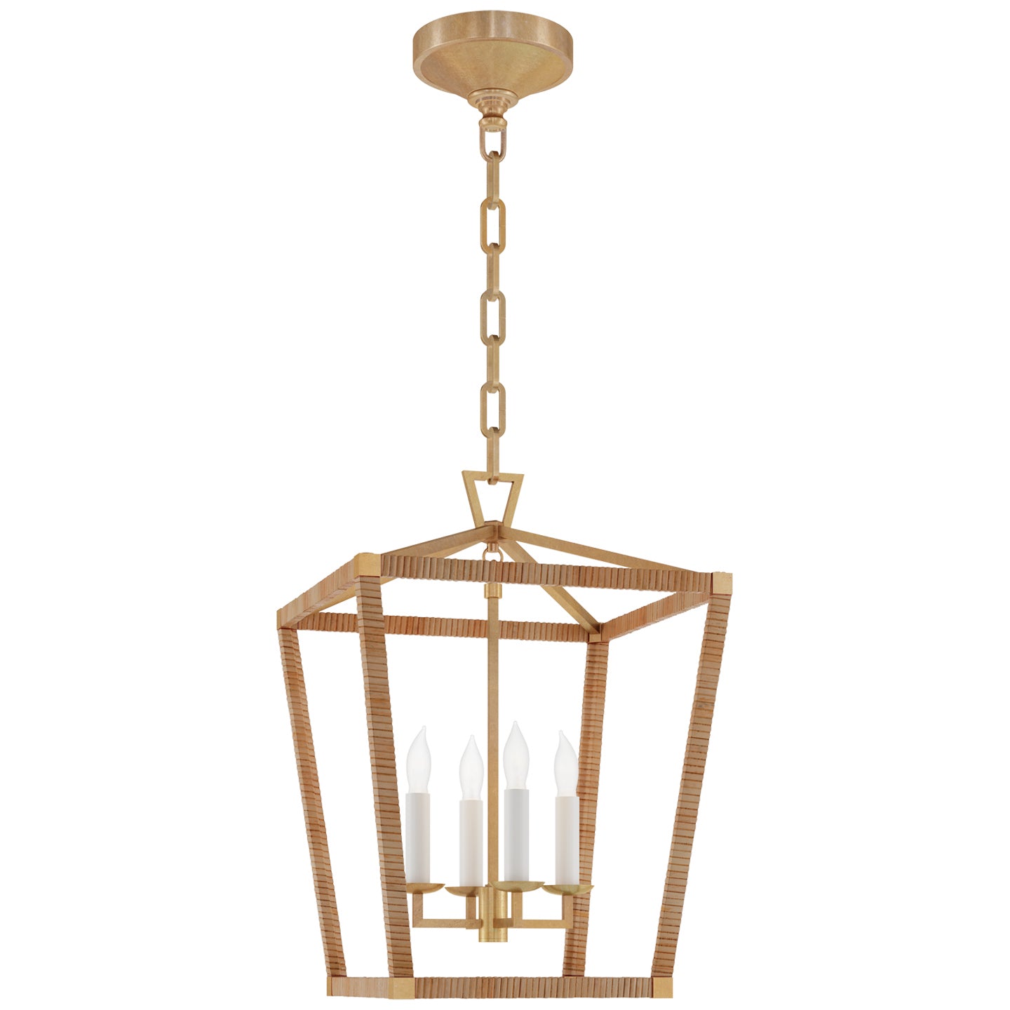 Visual Comfort Signature - CHC 5876AB/NRT - LED Lantern - Darlana Wrapped - Antique-Burnished Brass and Natural Rattan