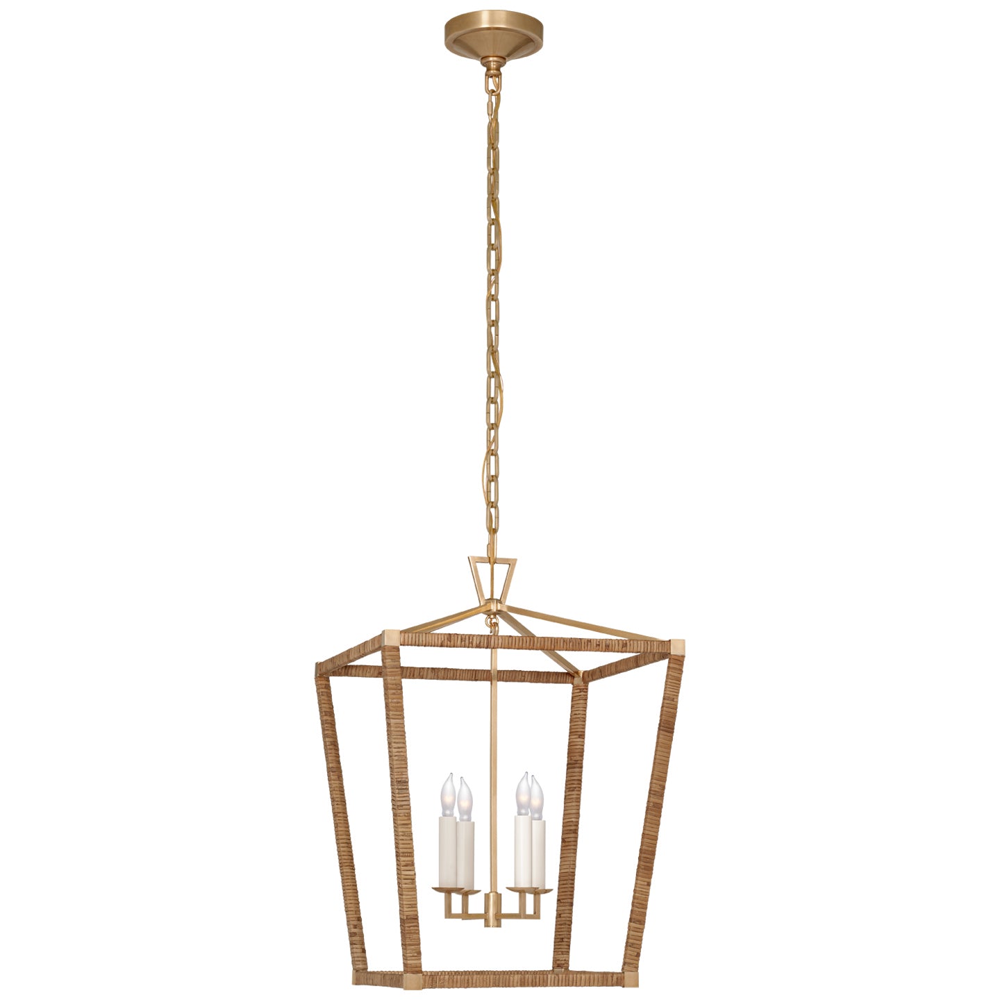 Visual Comfort Signature - CHC 5877AB/NRT - LED Lantern - Darlana Wrapped - Antique-Burnished Brass and Natural Rattan