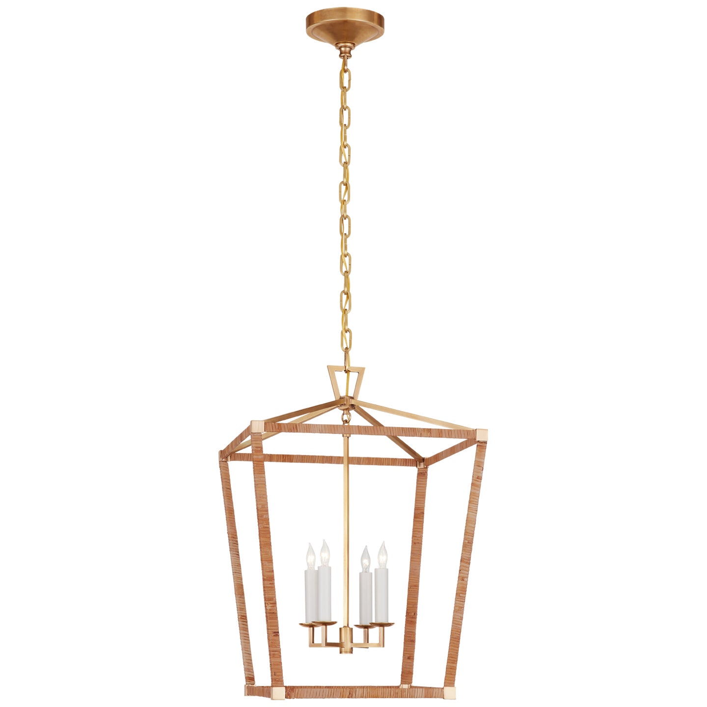 Visual Comfort Signature - CHC 5877AB/NRT - LED Lantern - Darlana Wrapped - Antique-Burnished Brass and Natural Rattan