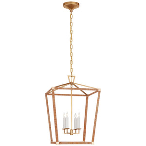 Visual Comfort Signature - CHC 5877AB/NRT - LED Lantern - Darlana Wrapped - Antique-Burnished Brass and Natural Rattan