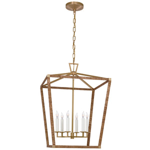 Visual Comfort Signature - CHC 5879AB/NRT - LED Lantern - Darlana Wrapped - Antique-Burnished Brass and Natural Rattan