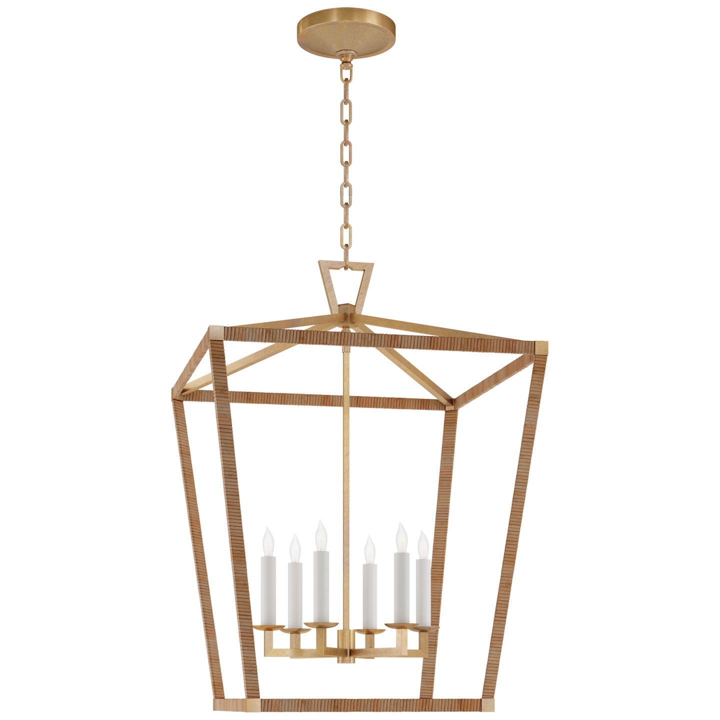 Visual Comfort Signature - CHC 5879AB/NRT - LED Lantern - Darlana Wrapped - Antique-Burnished Brass and Natural Rattan