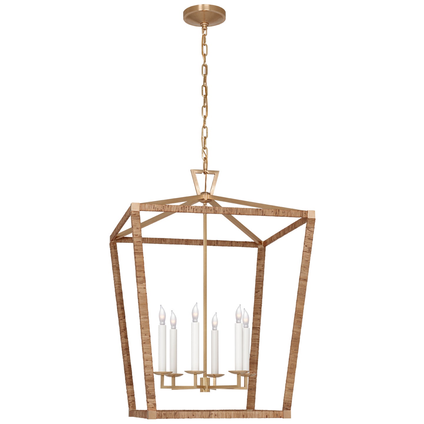 Visual Comfort Signature - CHC 5881AB/NRT - LED Lantern - Darlana Wrapped - Antique-Burnished Brass and Natural Rattan